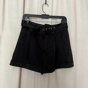 Alice + Olivia Conry Black Pleated Short with Detachable Belt